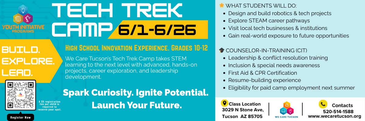 Tech Trek Camp Ad 1200 x400 Summer Camp STEM Robotics Leadership | Academic Camps in Tucson - Summer 2026