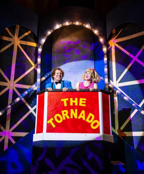 Jake Chapman as Moondoogie Janee Page as Barbara Ann Beach Blanket Bee Bop The Gaslight Theatre Tucson | 30 Best Things to Do in Tucson