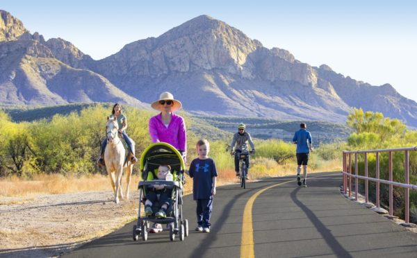 stroller bike rider horseback runner Chuck Huckelberry Loop Tucson | Chuck Huckelberry Loop: A Guide