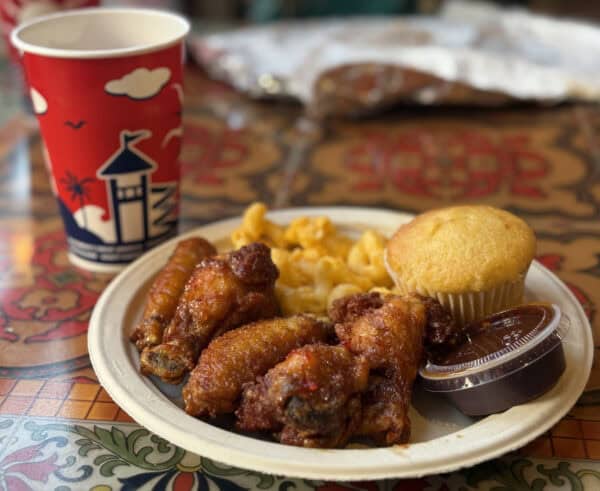 BBQ Dining Corn Muffin Mac Cheese Meal Deal Knotts Berry Farm | Road Trip: Tucson to Knott's Berry Farm
