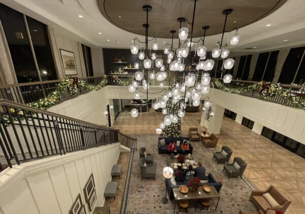 Knotts Merry Farm Hotel Lobby View from Second Floor | Road Trip: Tucson to Knott's Berry Farm