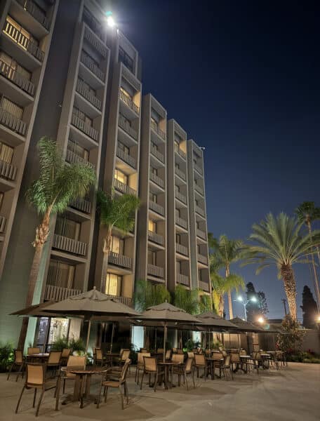 Poolside at Night Knotts Hotel | Road Trip: Tucson to Knott's Berry Farm