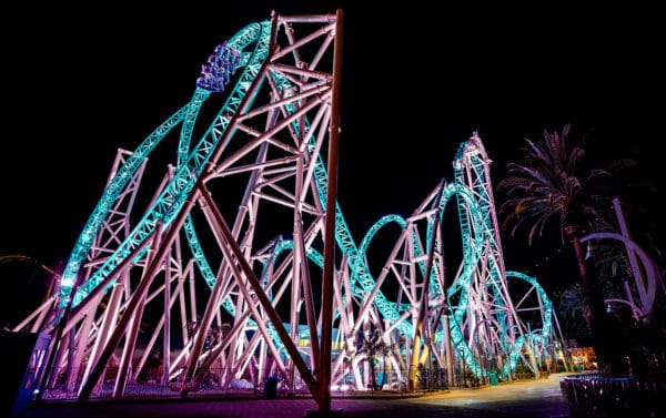 Roller Coaster Thrill Ride HangTime Night Knotts Berry Farm | Road Trip: Tucson to Knott's Berry Farm