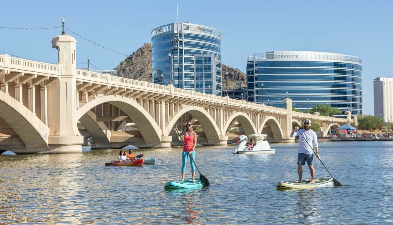 Tempe Town Lake Paddleboarding Swan Boats Arizona | Tucson to Tempe: Road Trip Guide
