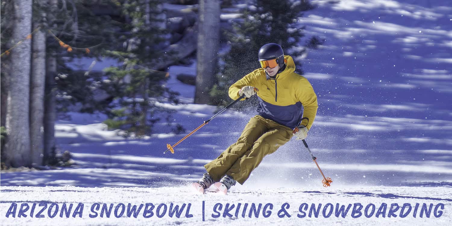 Arizona Snowbowl header skiier | Ultimate Guide to Arizona Snowbowl