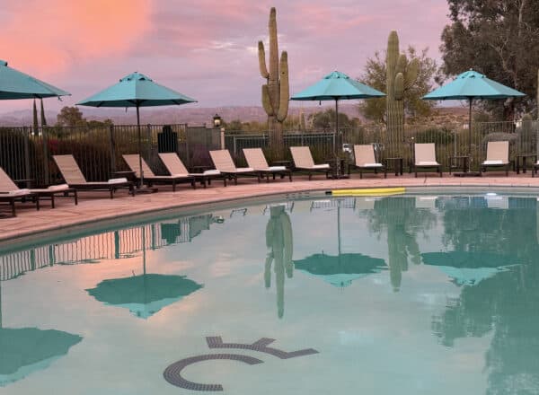 Arizona Sunset Swimming Rancho de los Caballeros Wickenburg | Rancho de los Caballeros: Luxurious, All-Inclusive Guest Ranch Resort in Wickenburg, Arizona