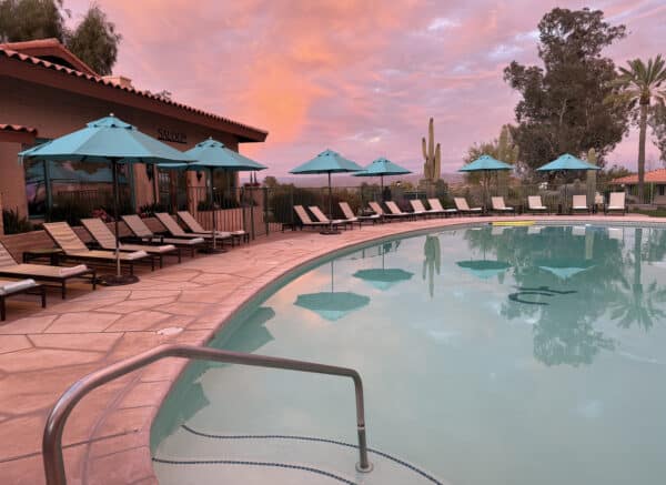 Swimming Saguaros Sunset Rancho de los Caballeros Arizona | Rancho de los Caballeros: Luxurious, All-Inclusive Guest Ranch Resort in Wickenburg, Arizona