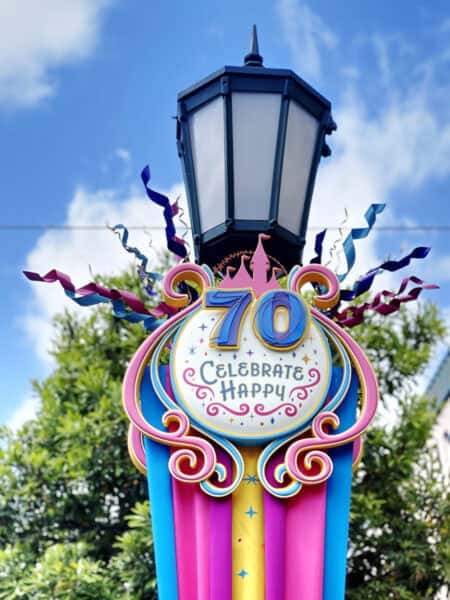 Celebrate Happy Lamp Post Decor Disneyland | Disneyland's 70th Anniversary - New Shows, Fun Rides, and Delectable Treats