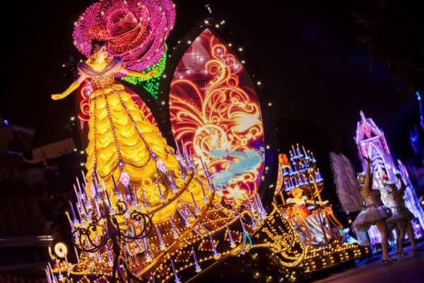Paint Night Parade Belle Beauty Beast Float Princess Disneyland | Disneyland's 70th Anniversary - New Shows, Fun Rides, and Delectable Treats